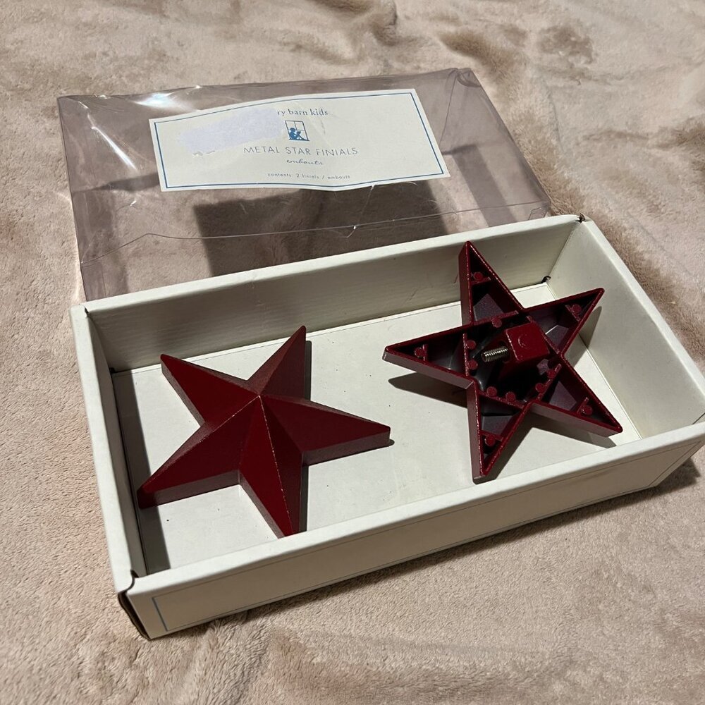 Pottery Barn Kids Finials Red Stars Metal Curtains holders decor bedroom playroo